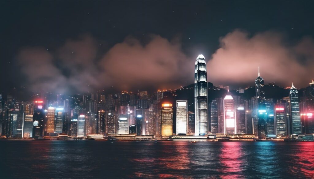 SD landscape of hong kong by night, realistic