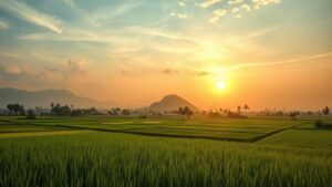 asian rice field landscape